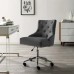 Tufted Button Swivel Upholstered Fabric Office Chair in Gray