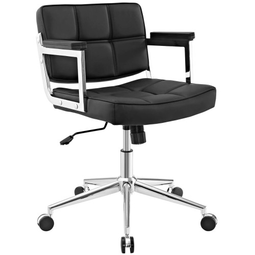 Mid Back Upholstered Vinyl Office Chair in Black