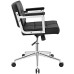 Mid Back Upholstered Vinyl Office Chair in Black