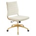 Armless Mid Back Performance Velvet Office Chair in Ivory