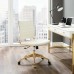 Armless Mid Back Performance Velvet Office Chair in Ivory