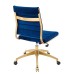 Armless Mid Back Performance Velvet Office Chair in Navy