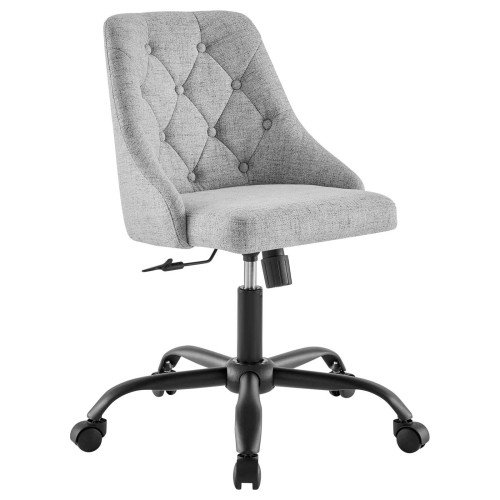 Distinct Tufted Swivel Upholstered Office Chair in Black Light Gray