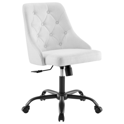 Distinct Tufted Swivel Upholstered Office Chair in Black White