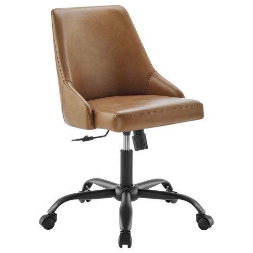 Designate Swivel Vegan Leather Office Chair in Black Tan