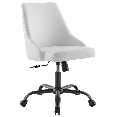 Designate Swivel Vegan Leather Office Chair in Black White