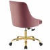 Distinct Tufted Swivel Performance Velvet Office Chair in Gold Dusty Rose