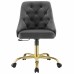 Distinct Tufted Swivel Performance Velvet Office Chair in Gold Gray