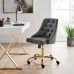 Distinct Tufted Swivel Performance Velvet Office Chair in Gold Gray