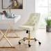 Distinct Tufted Swivel Performance Velvet Office Chair in Gold Ivory