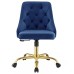 Distinct Tufted Swivel Performance Velvet Office Chair in Gold Navy