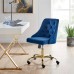 Distinct Tufted Swivel Performance Velvet Office Chair in Gold Navy