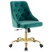 Distinct Tufted Swivel Performance Velvet Office Chair in Gold Teal