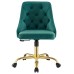 Distinct Tufted Swivel Performance Velvet Office Chair in Gold Teal