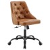 Distinct Tufted Swivel Vegan Leather Office Chair in Black Tan