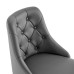 Distinct Tufted Swivel Vegan Leather Office Chair in Black Gray