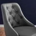 Distinct Tufted Swivel Vegan Leather Office Chair in Black Gray