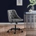 Distinct Tufted Swivel Vegan Leather Office Chair in Black Gray