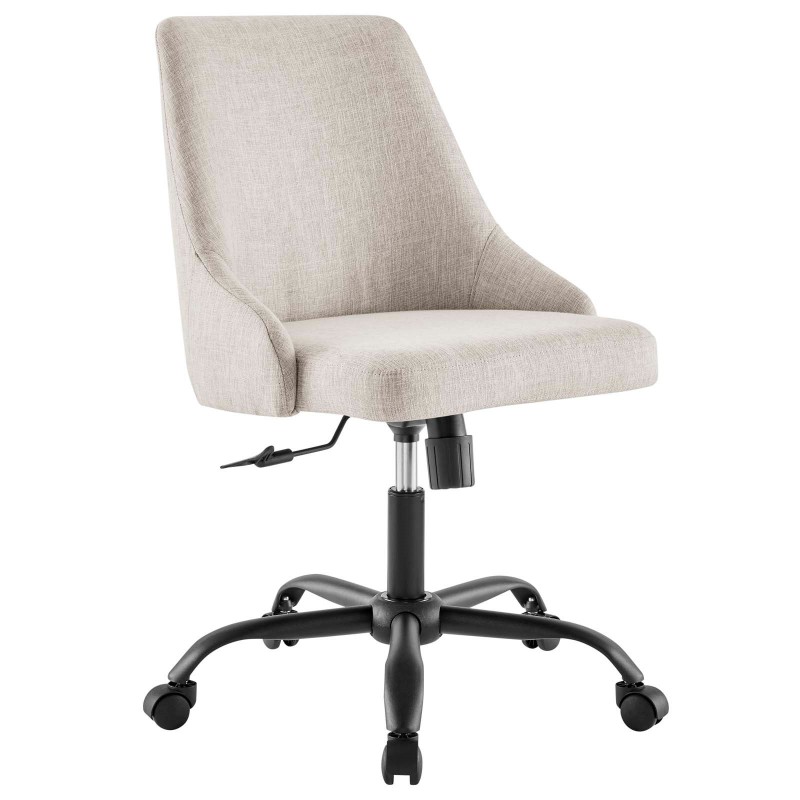 Designate Swivel Upholstered Office Chair in Black Beige