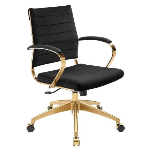 Mid Back Performance Velvet Office Chair in Black