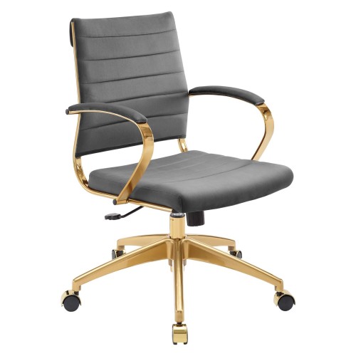 Mid Back Performance Velvet Office Chair in Gray