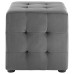 Contour Tufted Cube Performance Velvet Ottoman in Gray