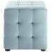 Contour Tufted Cube Performance Velvet Ottoman in Light Blue