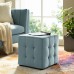 Contour Tufted Cube Performance Velvet Ottoman in Light Blue