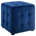 Contour Tufted Cube Performance Velvet Ottoman in Navy