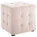 Contour Tufted Cube Performance Velvet Ottoman in Pink