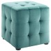 Contour Tufted Cube Performance Velvet Ottoman in Teal