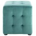 Contour Tufted Cube Performance Velvet Ottoman in Teal