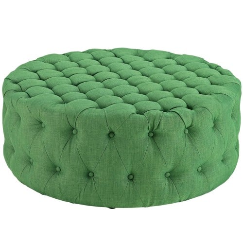 Amour Upholstered Fabric Ottoman in Kelly Green