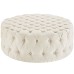 Amour Upholstered Fabric Ottoman in Beige