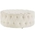 Amour Upholstered Fabric Ottoman in Beige