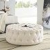 Amour Upholstered Fabric Ottoman in Beige