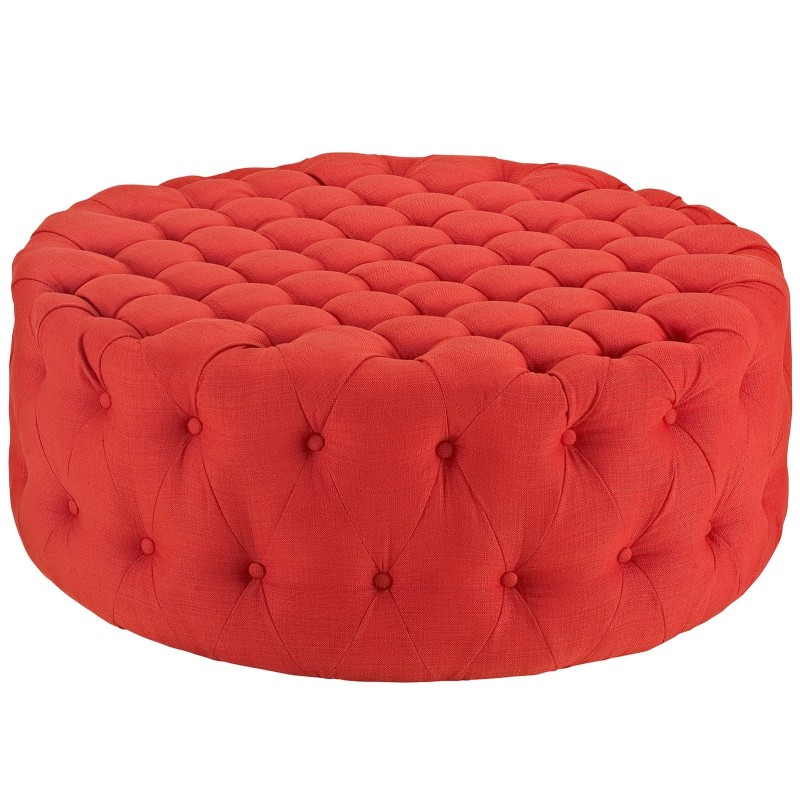 Amour Upholstered Fabric Ottoman in Atomic Red