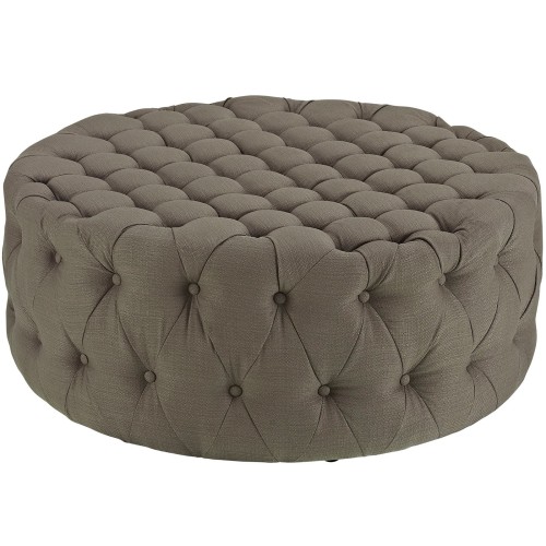 Amour Upholstered Fabric Ottoman in Granite