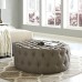 Amour Upholstered Fabric Ottoman in Granite