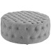 Amour Upholstered Fabric Ottoman in Light Gray