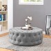 Amour Upholstered Fabric Ottoman in Light Gray