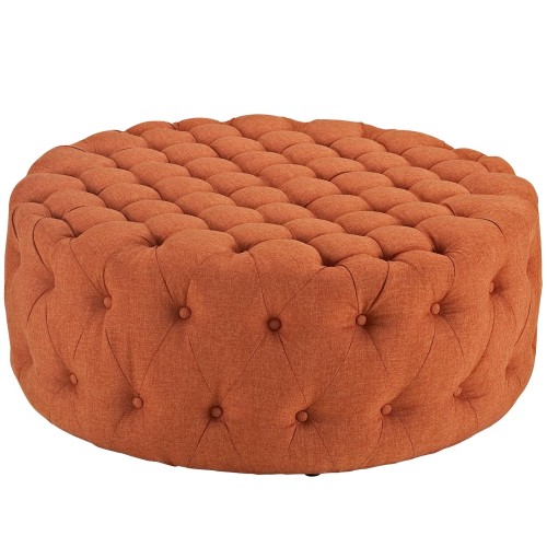 Amour Upholstered Fabric Ottoman in Orange