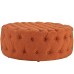 Amour Upholstered Fabric Ottoman in Orange