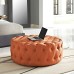 Amour Upholstered Fabric Ottoman in Orange