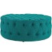 Amour Upholstered Fabric Ottoman in Teal