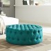 Amour Upholstered Fabric Ottoman in Teal