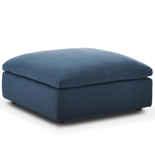 Commix Down Filled Overstuffed Ottoman in Azure