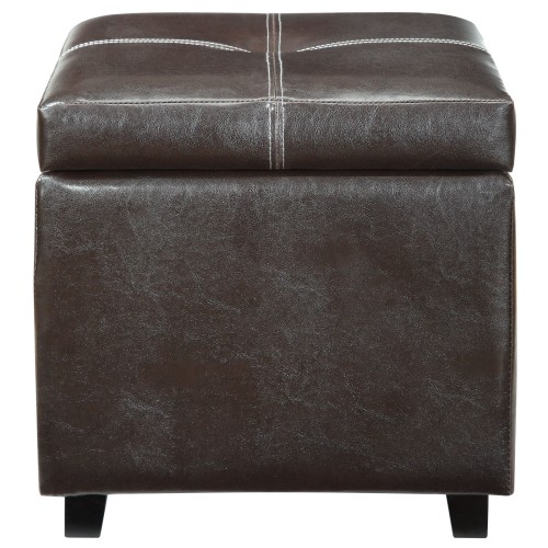 Treasure Upholstered Vinyl Ottoman in Espresso