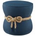 Beat Nautical Rope Upholstered Fabric Ottoman in Blue