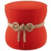 Beat Nautical Rope Upholstered Fabric Ottoman in Atomic Red